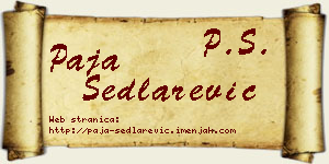 Paja Sedlarević vizit kartica